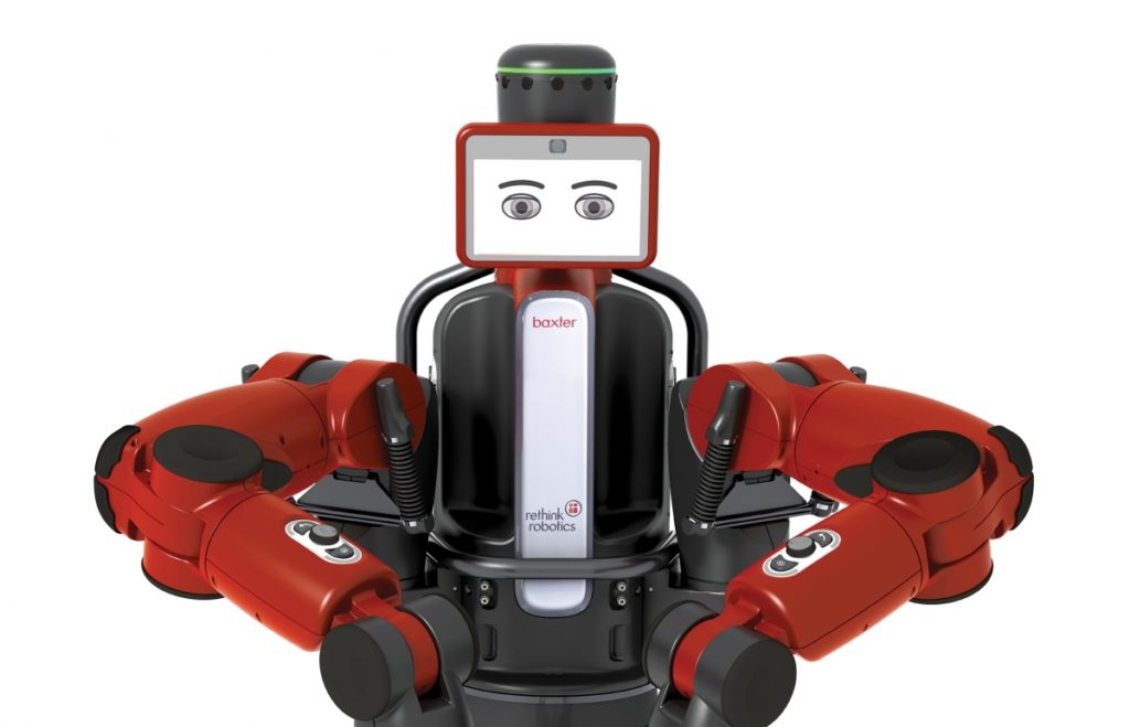 Baxter is a collaborative robot with compliant arms and force detection that makes it easily adaptable to a variety of manufacturing environments.